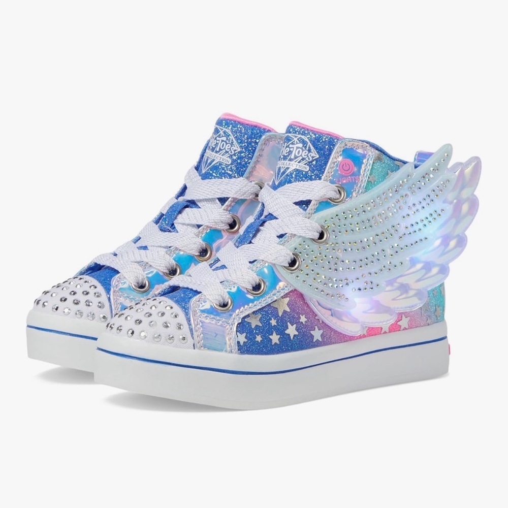 Skechers Twinkle Tow Light Up Kids Water Shoes - Blue and Pink, Walker size 10